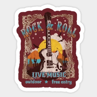 Rock & Roll Live Music Sticker